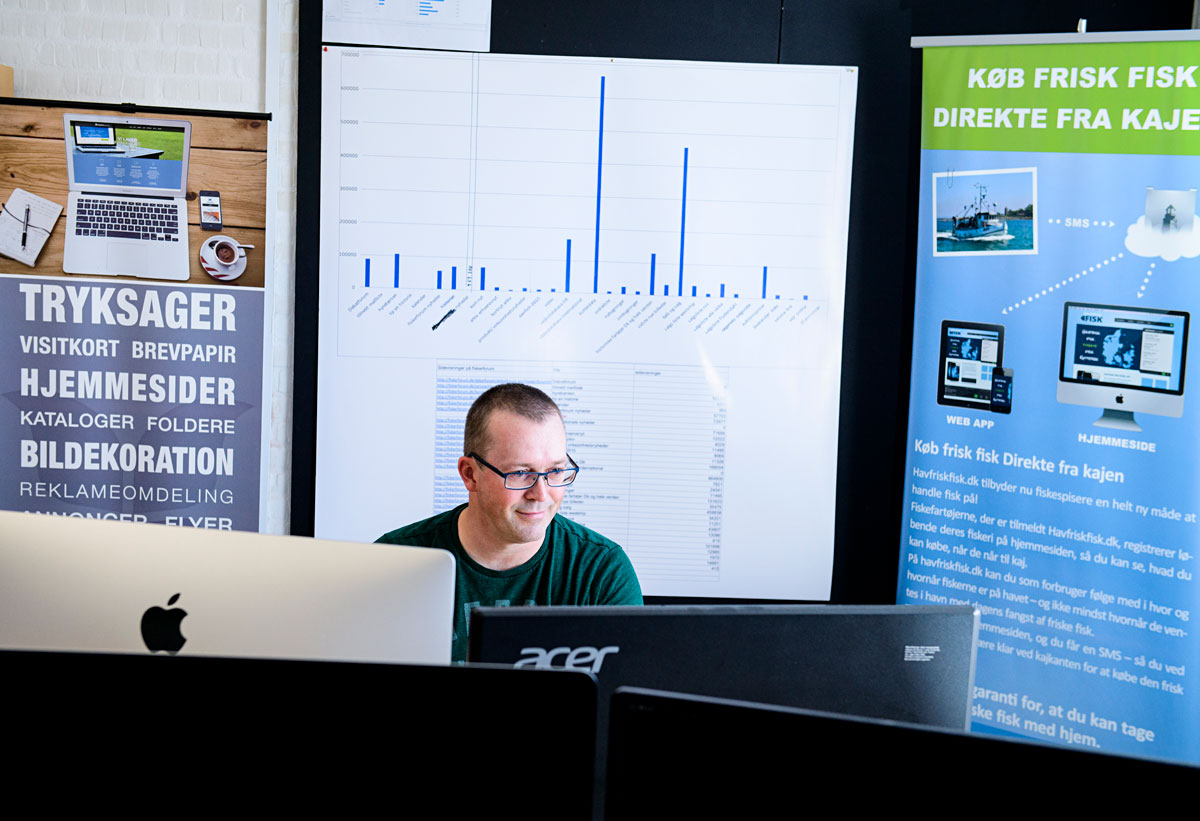 Malte Mayrberger ist mehr als zufrieden mit seinem neuen Job in einer Werbeagentur. Foto: Kommune Ringkøbing-Skjern