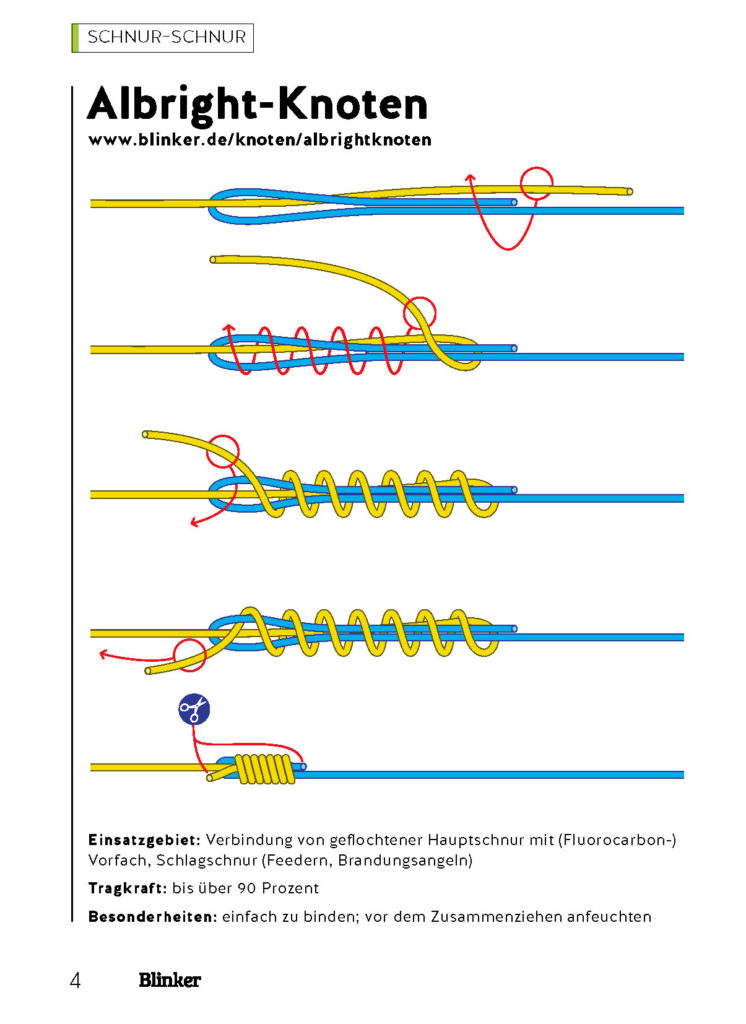 Der Albright-Knoten ist zum Verbinden zweier Schnüre die erste Wahl.