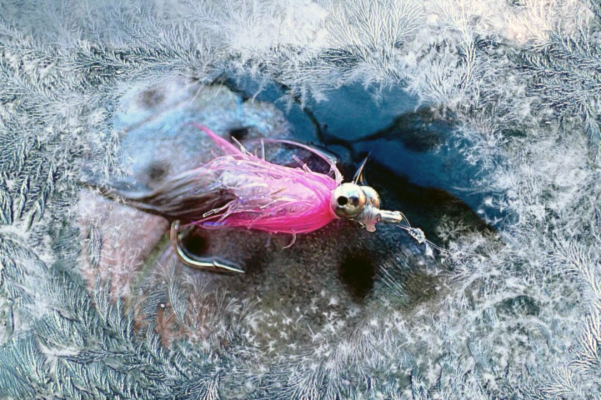 Meerforellenangeln im Winter: Michael Werner fischt seit 35 Jahren auf Meerforelle an der Ostsee, auch im Winter. Die Hot Magnus Pink ist (neben dem "Pfannenfüller") eine seiner besten Winterfliegen.