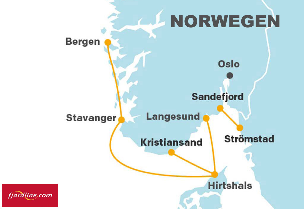 Mit Fjord Line kann man ganz bequem bis nach Norwegen reisen. Von Hirtshals (Dänemark) erreicht man mit einer Fähre und seinem Auto die Top Leng-Reviere rund um Bergen und Stavange