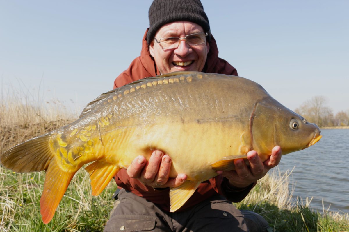 Von wegen, es ist noch zu kalt für Karpfen: Dieses schöne Exemplar fing André Pawlitzki mit dem Method Feeder am 27. März 2020.
