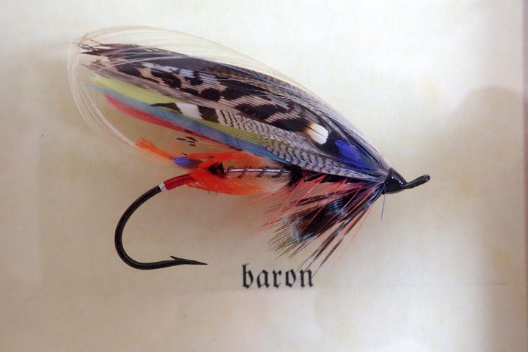 Klassische Lachsfliege "Baron" mit Dschungelhahn