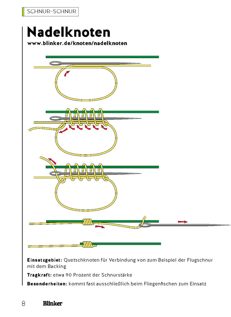 Der Nadelknoten lässt sich mit wenigen einfachen Schritten binden.