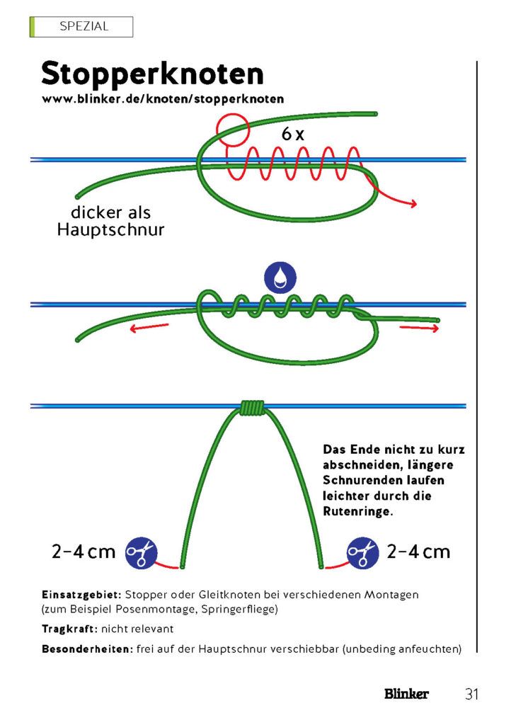 Der Stopperknoten kommt vor allem beim Posenangeln zum Einsatz.