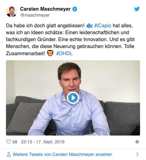 Carsten Maschmeyer äußert sich auf Twitter zum Deal mit iCapio