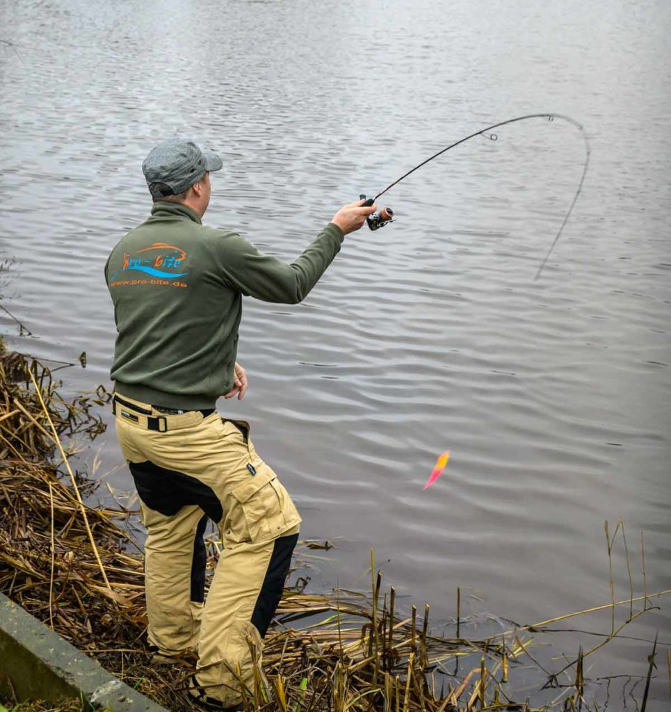 Beim Wurf wird deutlich, wie weich die Ruten zum Spoonangeln sind. Sie federn die Fluchten der Fische sauber ab. Foto: W. Krause