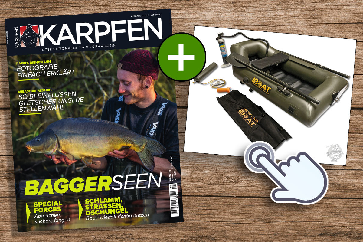 Jetzt KARPFEN abonnieren und das IBOAT von Imperial Fishing als Prämie wählen – bei uns zum absoluten Vorteilspreis! Bild: KARPFEN
