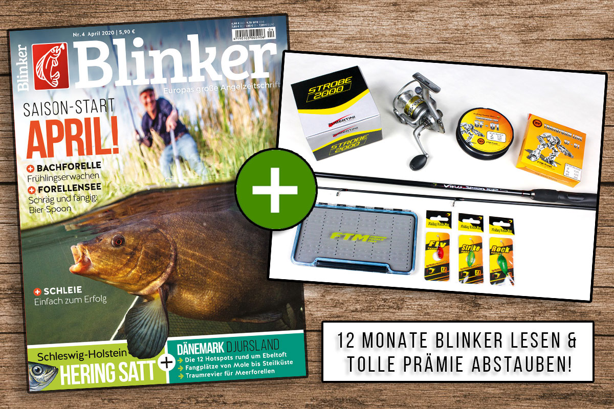 Jetzt Blinker abonnieren und das FTM-Spoonset als Prämie erhalten – damit kann der Spaß am Forellensee gleich losgehen! Bild: BLINKER / Fishing Tackle Max