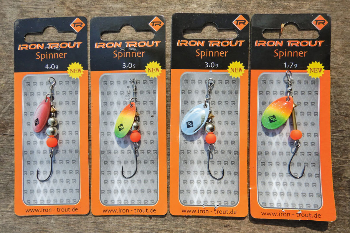 Wir suchen Testangler für Spinner! Das ist das Test-Set: Iron Trout Spinner 4 Forellenspinner mit Einzelhaken Gewicht: 1,7 g, 3 g (2x) und 4 g. Foto: F. Schlichting