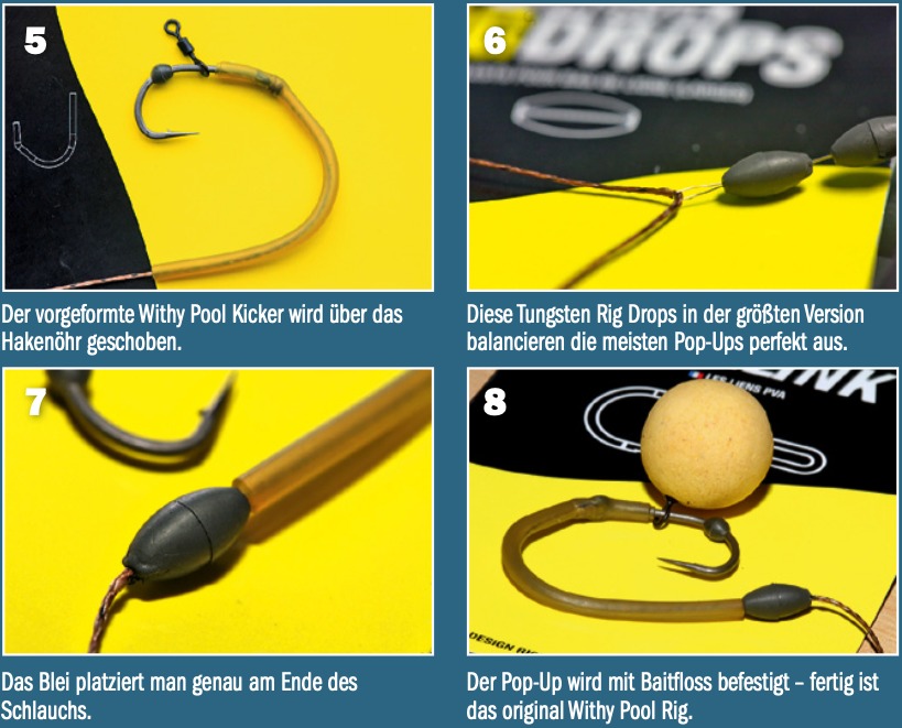 Schritte 5 bis 8 zum Bauen eines Withy Pool Rigs