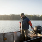 Aalfischer Mario Weber auf der Havel bei Potsdam. Foto: DAFV / F. Büttner