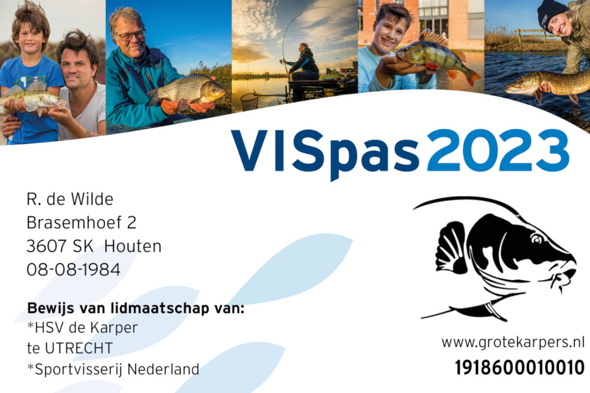 Jeder Angler in den Niederlanden braucht einen gültigen VISpas. Die Angelkarte für 2023 kann man bereits kaufen. Foto: Sportvisserij Nederland