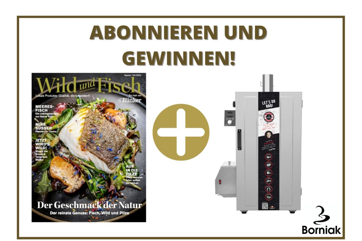Spitzenheft, Spitzengewinn! Unter allen Neu-Abonnenten von Wild und Fisch verlosen wir einen Räucherschrank von Borniak! Foto: Jahr Media / Borniak