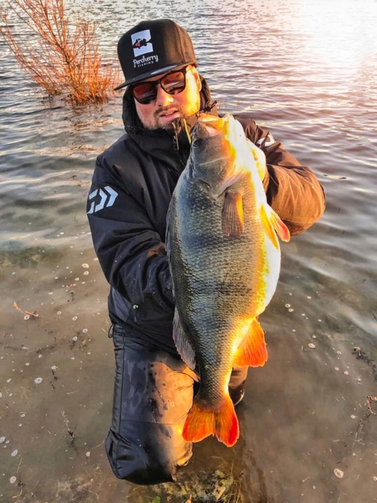 56,5 cm: Thomas Grunenwald (Percherry) ving de grootste baars van Nederland.  Foto: T. Groenenwald