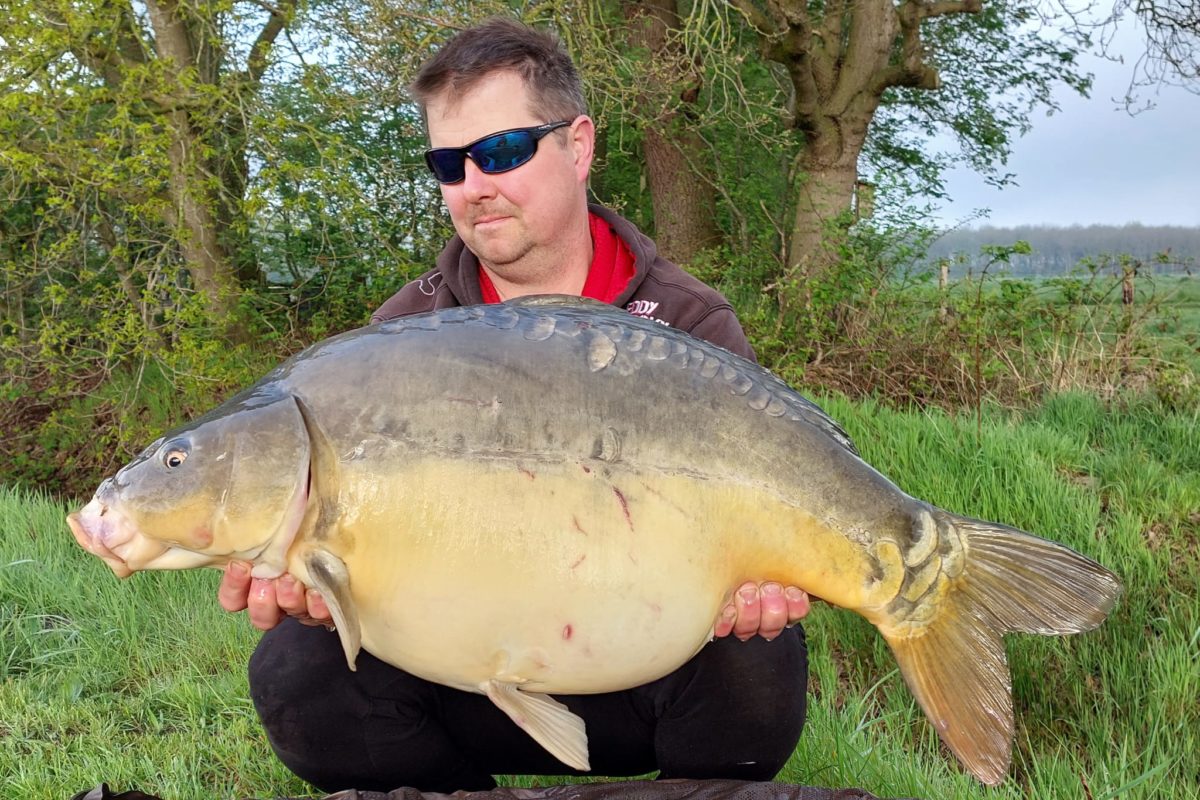 Michel Gorter fing diesen 13,4 kg schweren Karpfen im Noord-Willemskanal. Der Fisch hat das Gewässer seit dem Besatz nicht verlassen.
