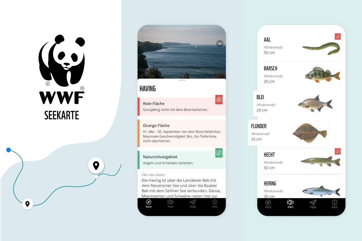 Die kostenlose WWF Seekarte bietet praktische Informationen für Angler.