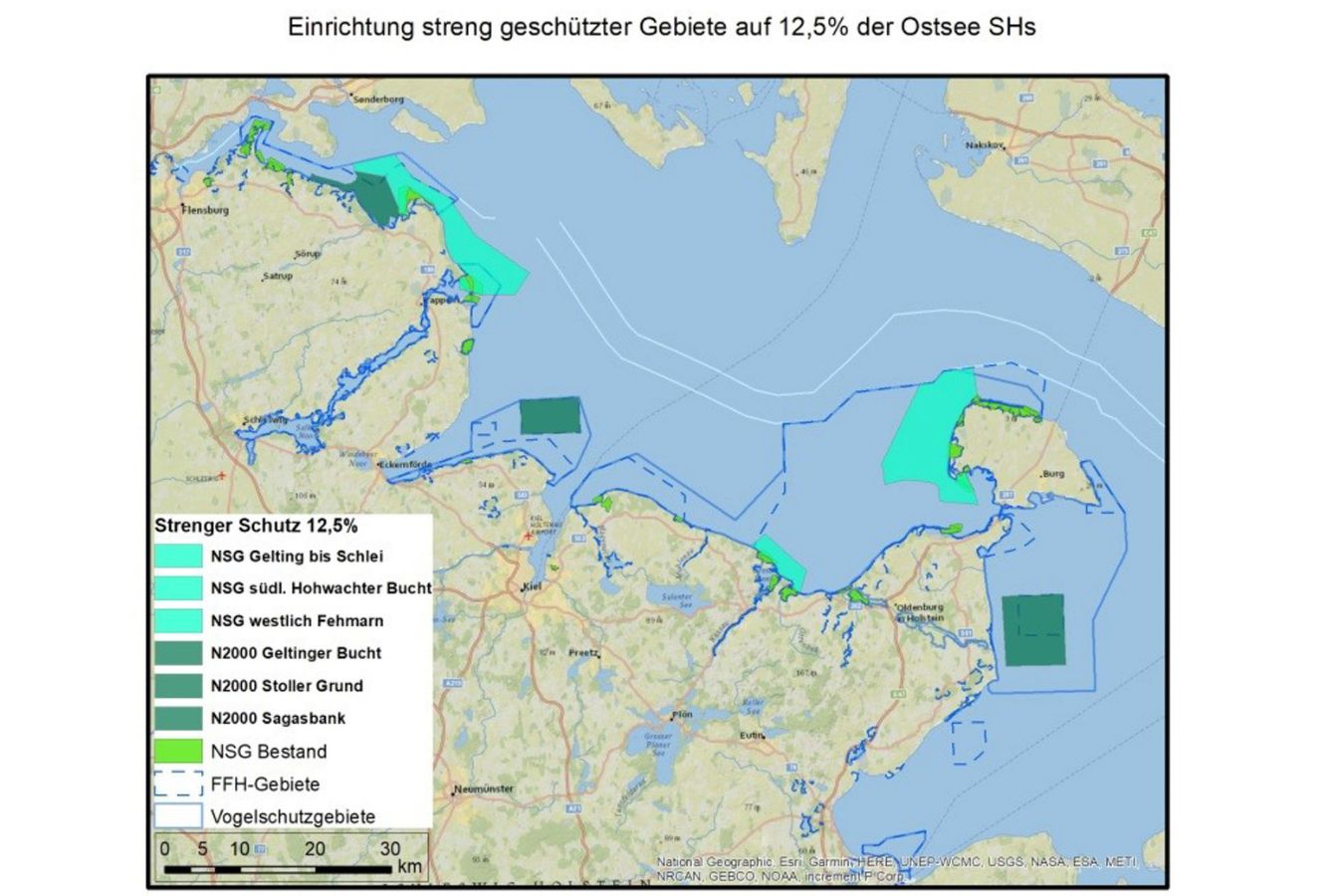 Karte Naturschutzzonen in der Ostsee