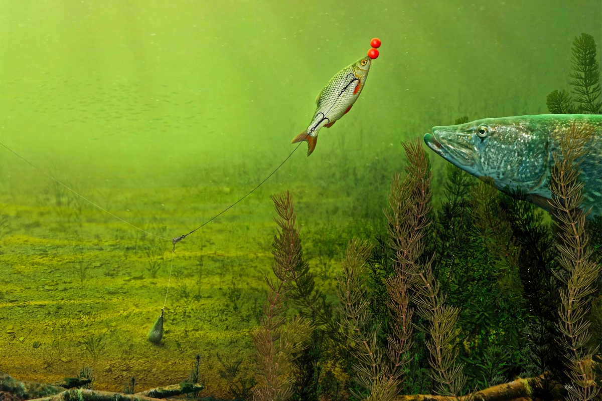 Deadbaiting-Montage zum Hechte angeln im Dezember