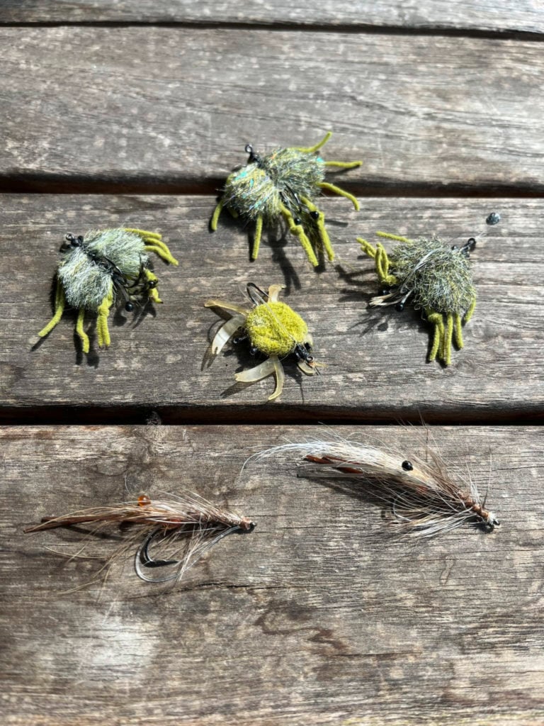 Fliegenmuster für Wolfsbarsch, Garnelen- und Krebsmuster