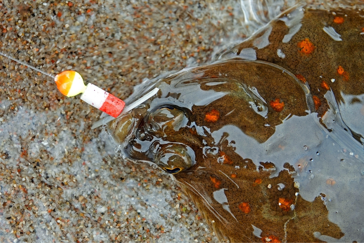Plattfisch am Vorfach mit Schlucksperre