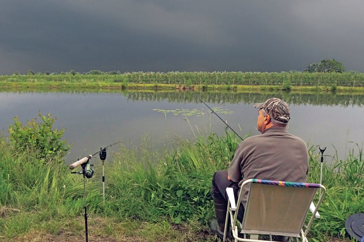 Aalangler gewitter Wolken Tagsüber Schilf seerosen Wetter
