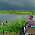 Aalangler gewitter Wolken Tagsüber Schilf seerosen Wetter