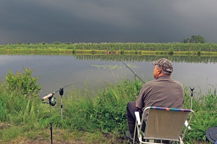 Aalangler gewitter Wolken Tagsüber Schilf seerosen Wetter