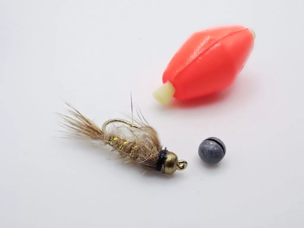 Nymphe mit Bissanzeiger und Schrotblei