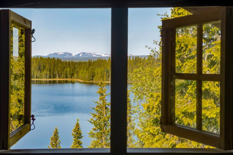 Ausblick von der Blockhütte über den Öjarnsee