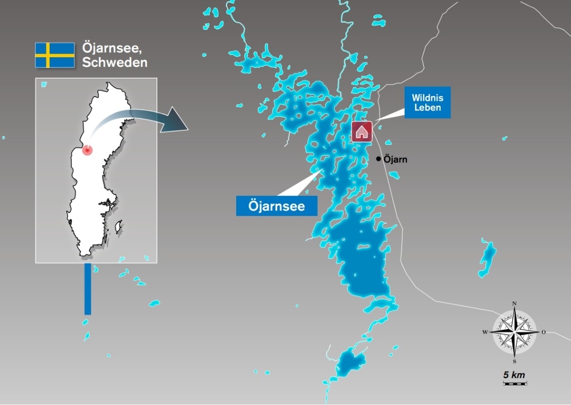 Karte des Öjarnsees in Nordschweden