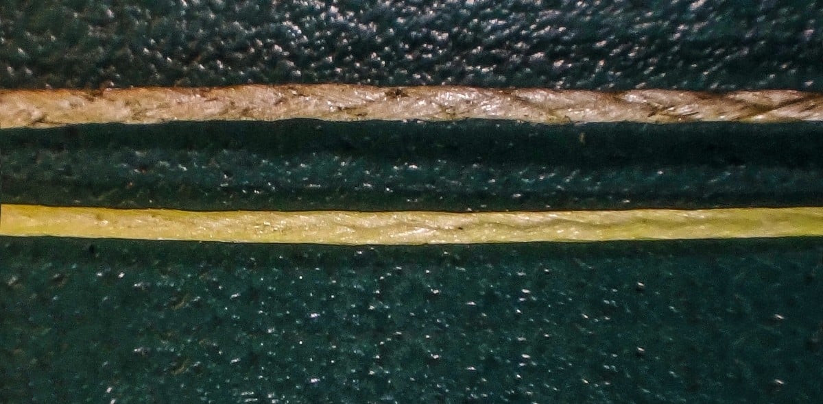 4- und 8-fadiges Geflecht nebeneinander