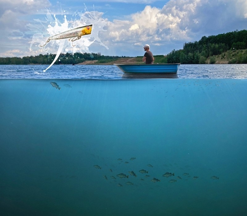 Illustration Barsche poppern im Freiwasser