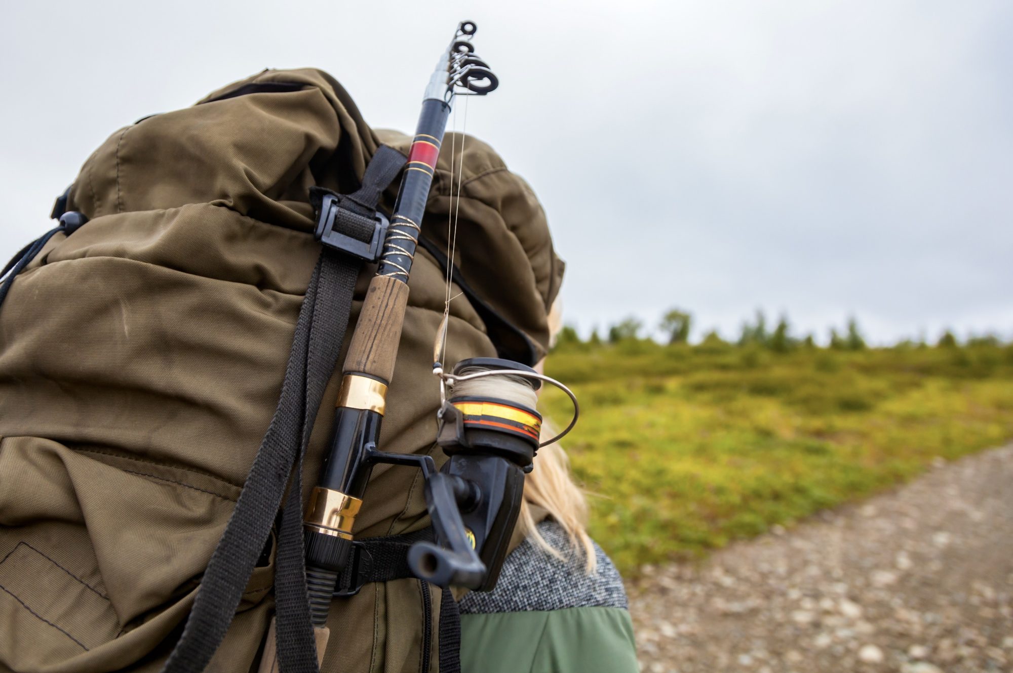 Angelrucksack Rute seitlich