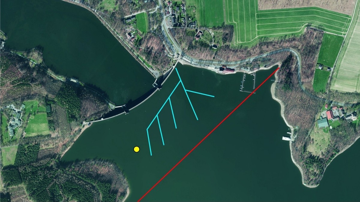 Angelverbotszone und Tiefenwasserbelüftung in der Möhnetalsperre