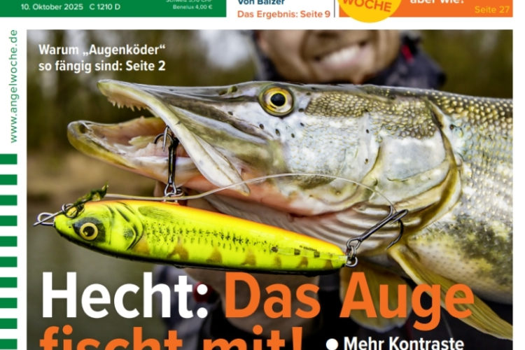Cover der AngelWoche 22/2025: Hecht: Das Auge fischt mit!