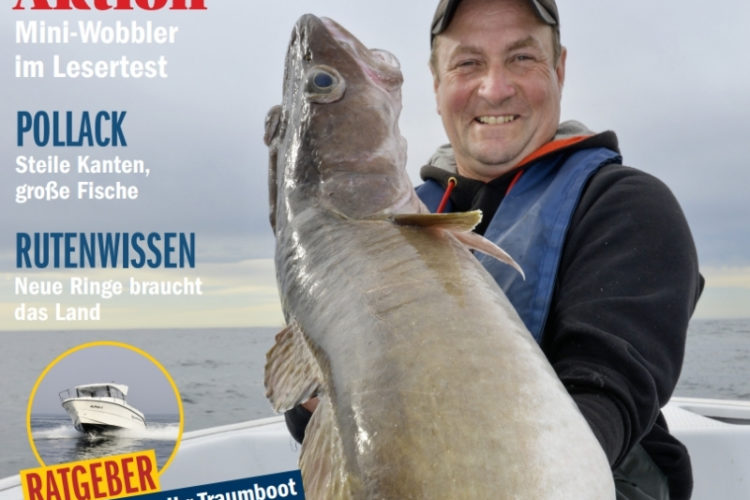 Das Cover der 113. Ausgabe der Kutter & Küste mit einer Anglerin, der einen Leng hält