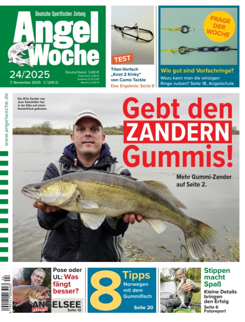 Cover der AngelWoche 24/2025: Gebt den Zandern Gummis!