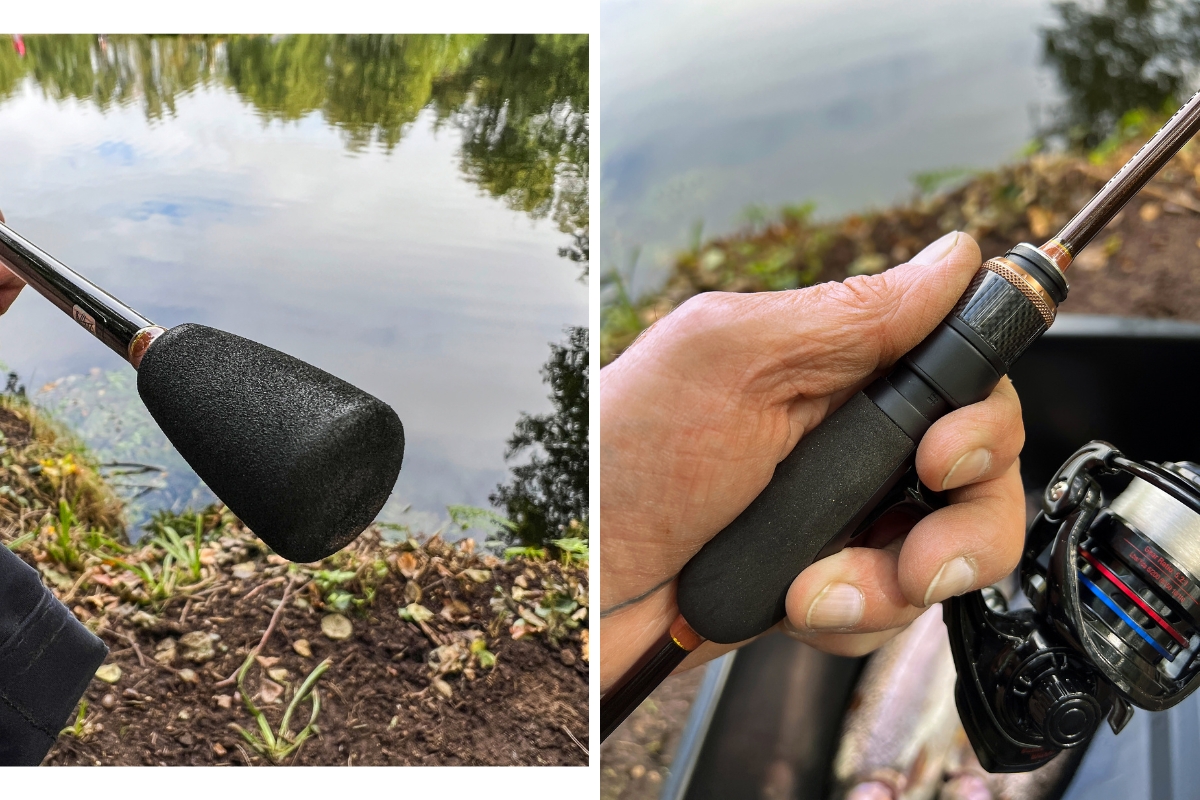 Rollenhalter und EVA-Griffabschluss der Forellen-UL-Rute Area Stick