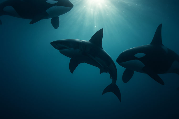 Orcas jagen Haie