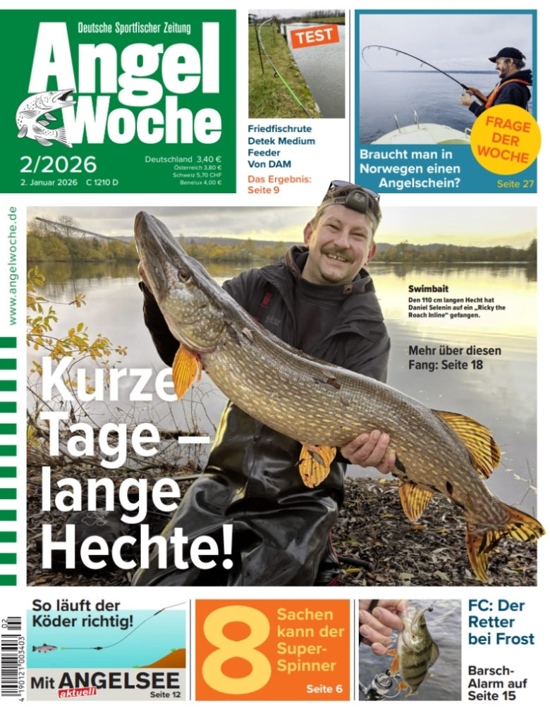 Cover der AngelWoche 02/2026: Kurze Tage – lange Hechte!