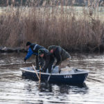 Aufräumaktion vom Boot aus (© Foto: Marcel Weichenhan / LAVB)