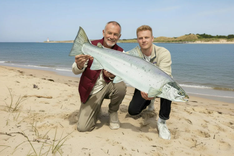 Diese Meerforelle ist fast einen Meter lang – und landet kurz nach dem Foto direkt an deiner Wand.