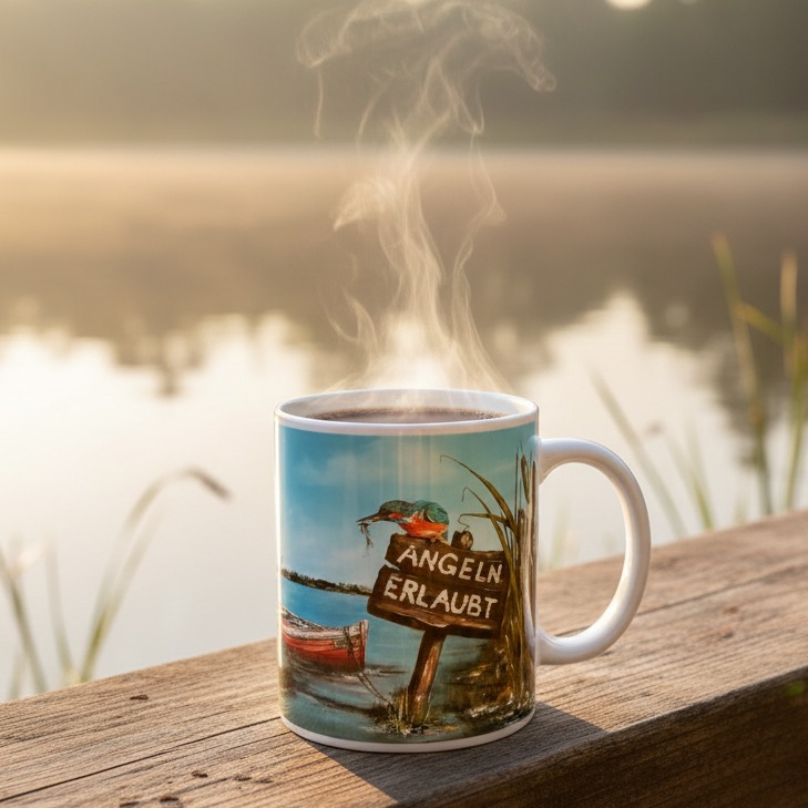 Kaffeebecher Eisvogel Angeln