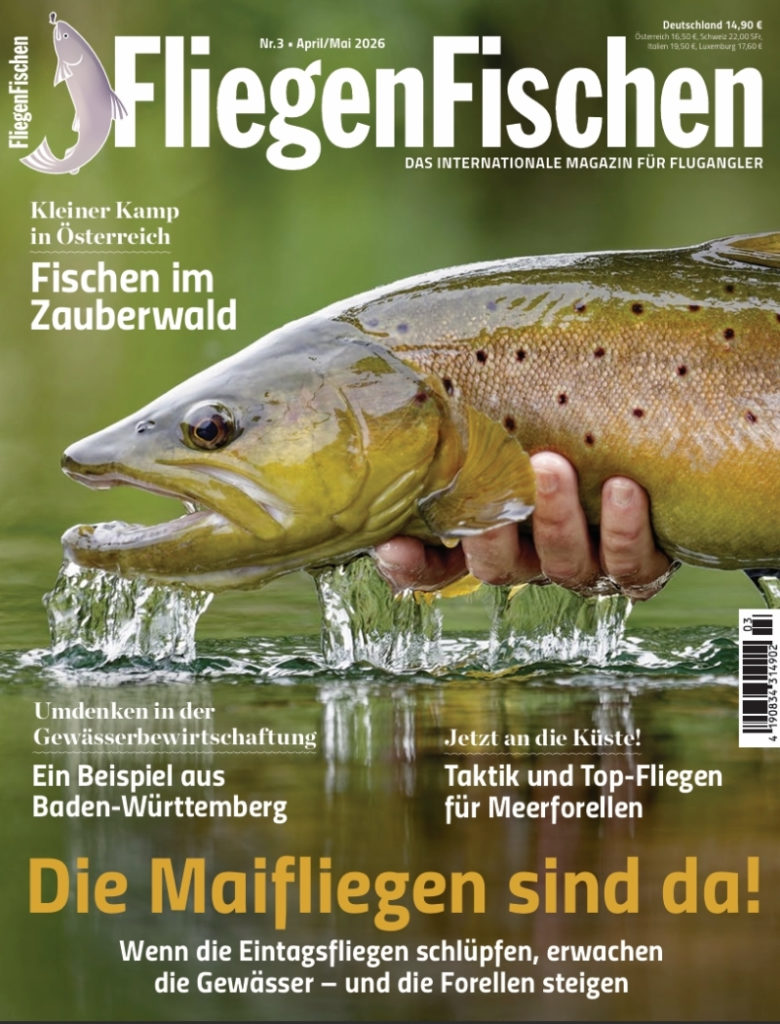 Heft-Cover der FliegenFischen 3/2026: Die Maifliegen sind da!