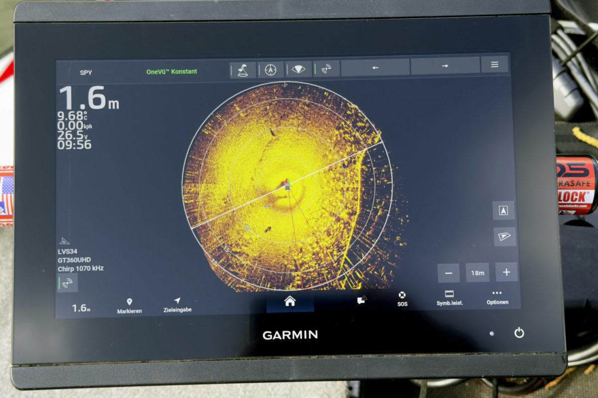 Echolotbild aufgenommen mit dem Garmin GT360UHD für 360-Grad-Rundumsicht