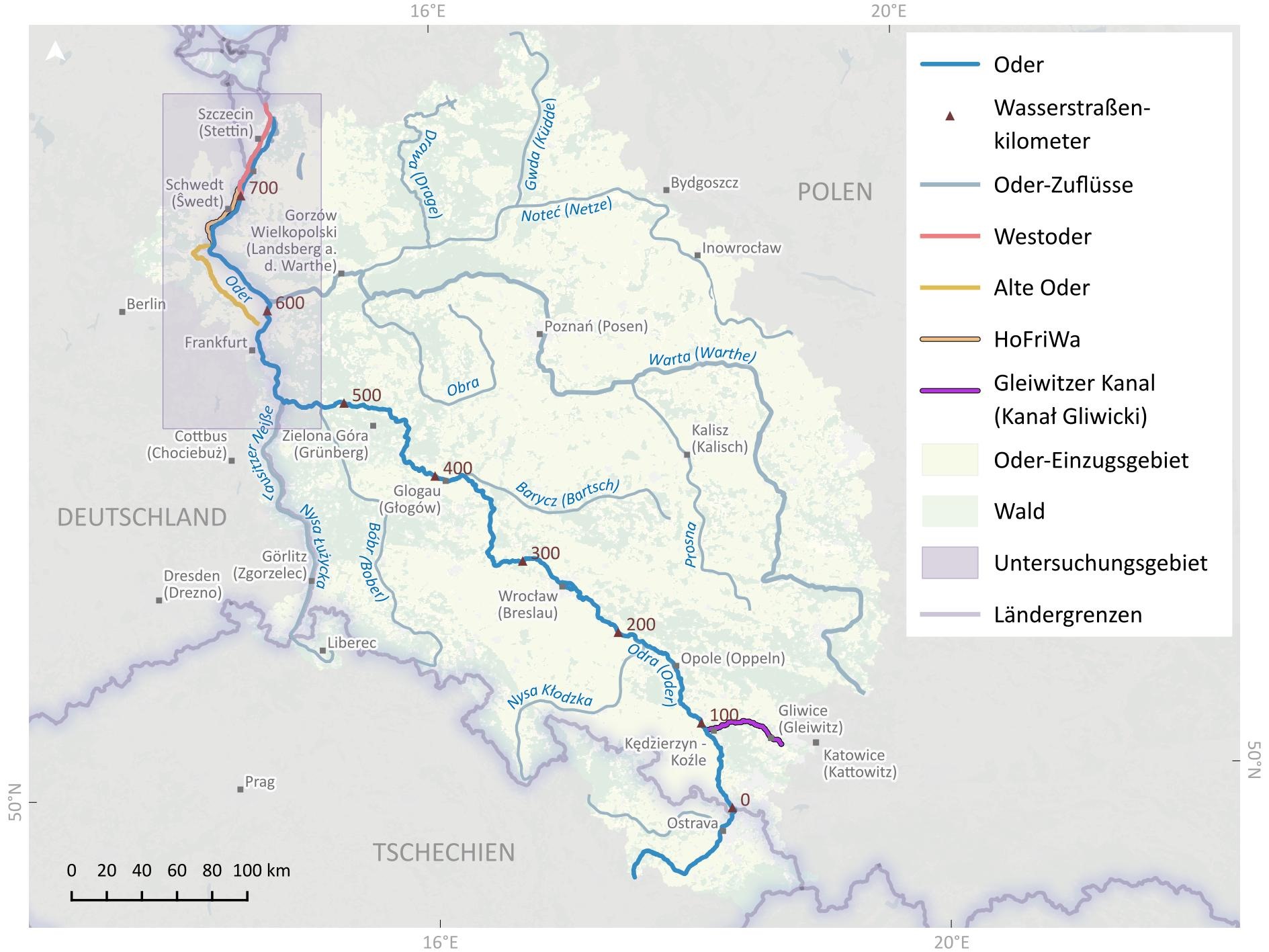 Karte Oder Fluss