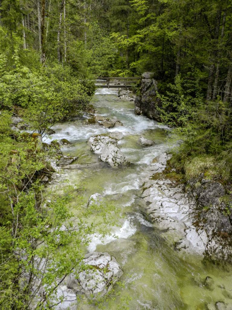 Die Ramsauer Ache bietet echtes Sportfischen über Stock und Stein auf fitte Wildfische. Kurze Driften und gut sichtbare Fliegen sind hier das Mittel.