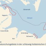 Die 3 neuen Ostseeschutzgebiete (rot gekennzeichnet) - Meeresschutzgebiete in der Ostsee