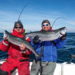 Angler mit Lachsen aus der Ostsee
