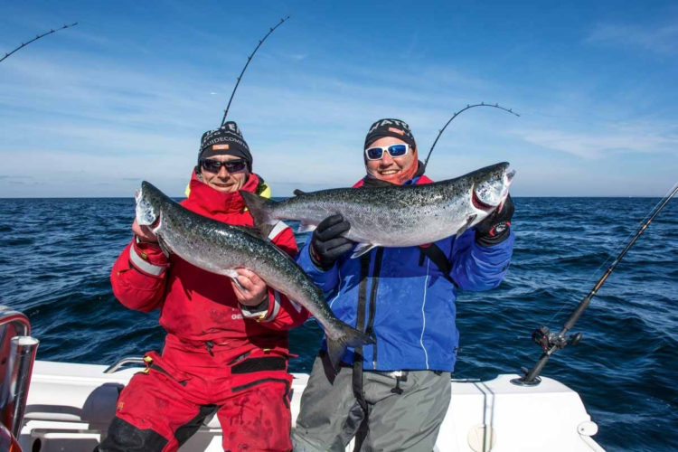Angler mit Lachsen aus der Ostsee